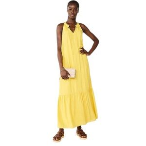 Nine West Tiered Peasant Maxi Dress Sierra Olive Yellow XXL NWOT